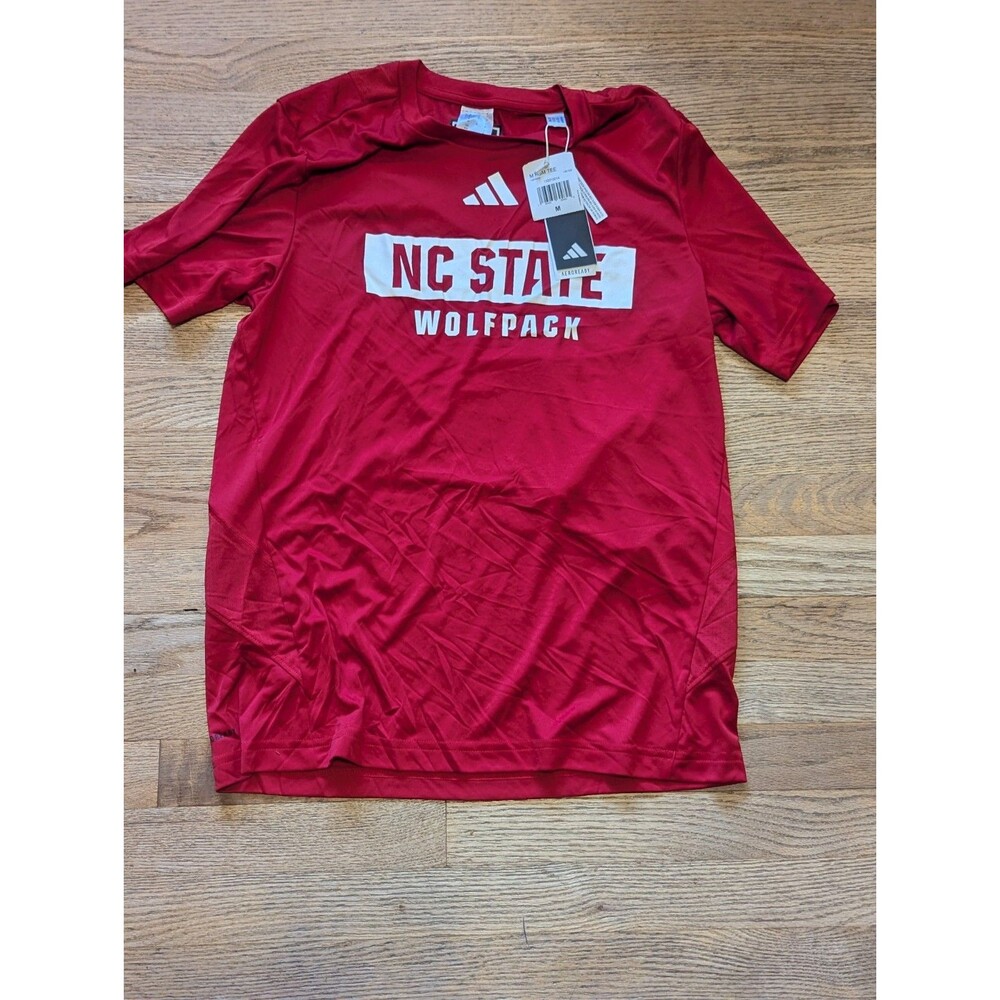 NWT SZ M NC State Wolfpack adidas Aeroready Pre-game Shirt Men's Red